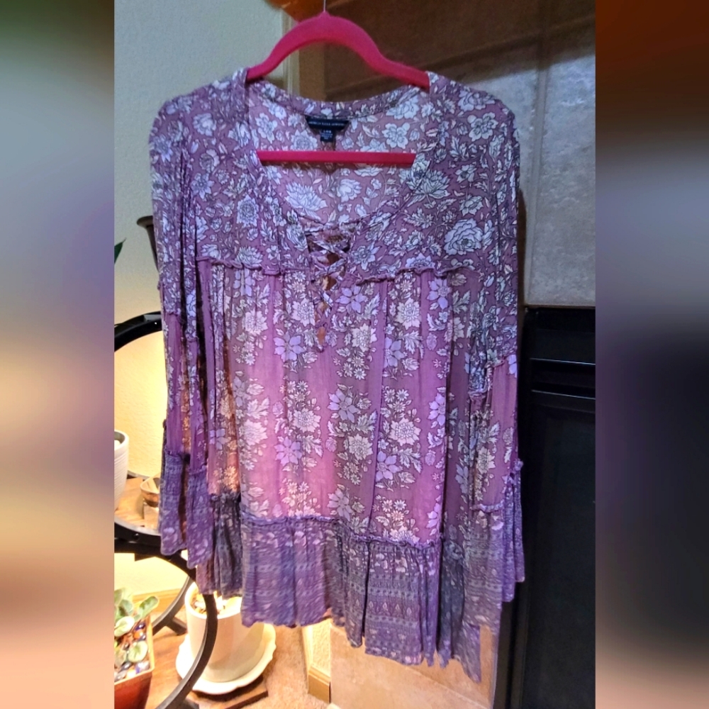 Floral Lace-Up Women's Top
